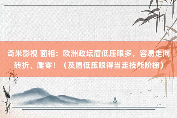 奇米影视 面相：欧洲政坛眉低压眼多，容易走向转折、雕零！（及眉低压眼得当走技能阶梯）