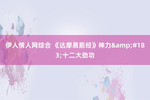 伊人情人网综合 《达摩易筋经》神力&#183;十二大劲功