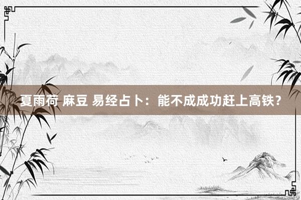 夏雨荷 麻豆 易经占卜：能不成成功赶上高铁？
